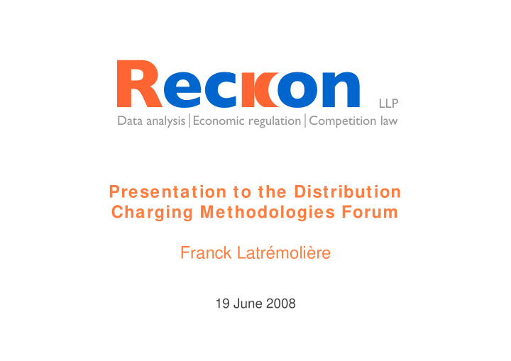 presentation to the distribution charging methodologies