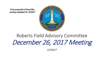 December 26,  26, 2017  2017 M  Meetin  ting  12/26/17  Meeting Agenda  Public Input  RFP Bid