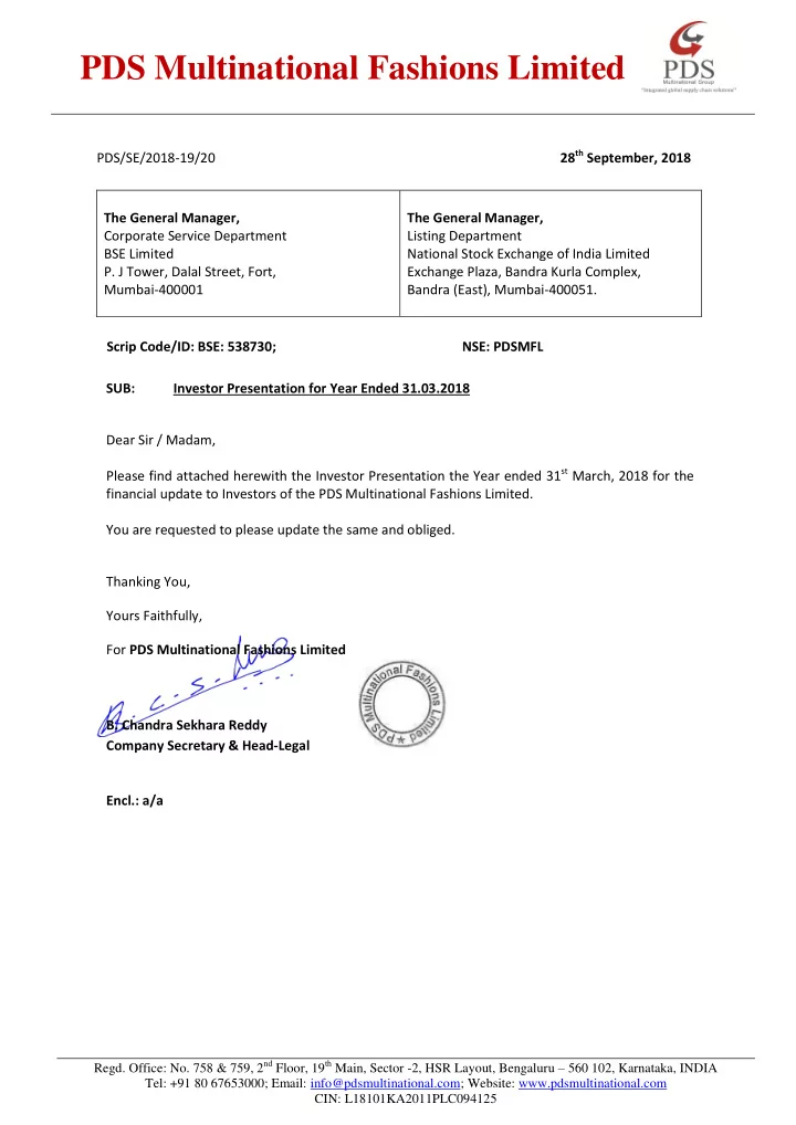 pds multinational fashions limited