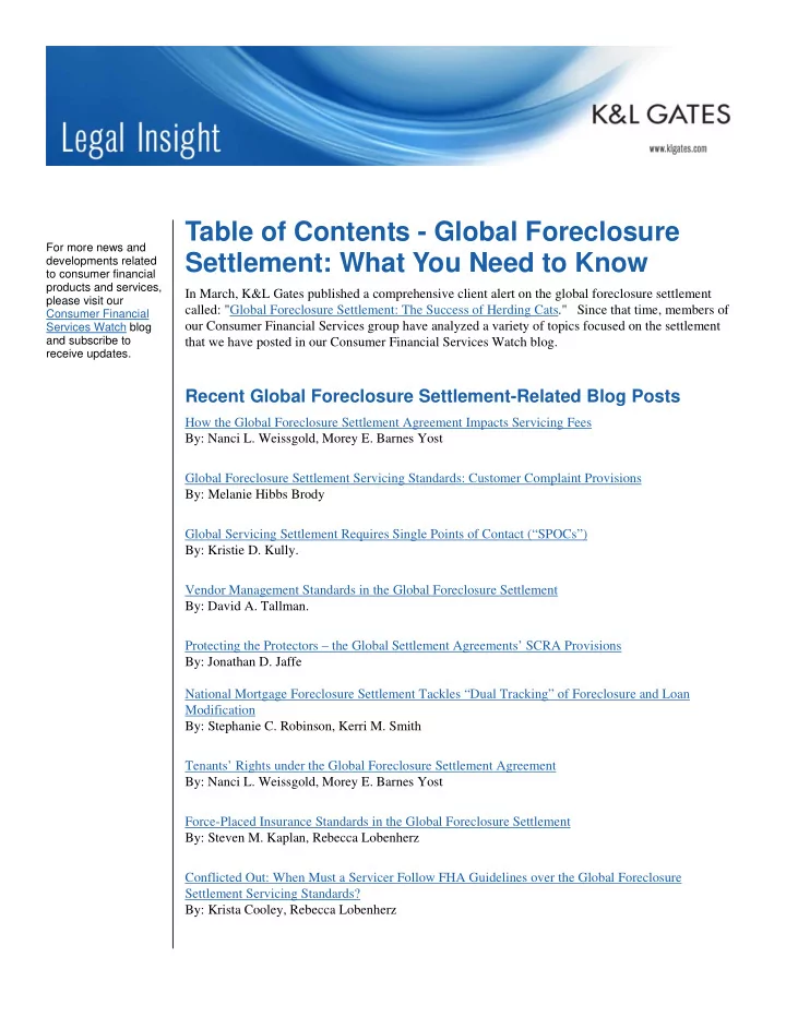 table of contents global foreclosure
