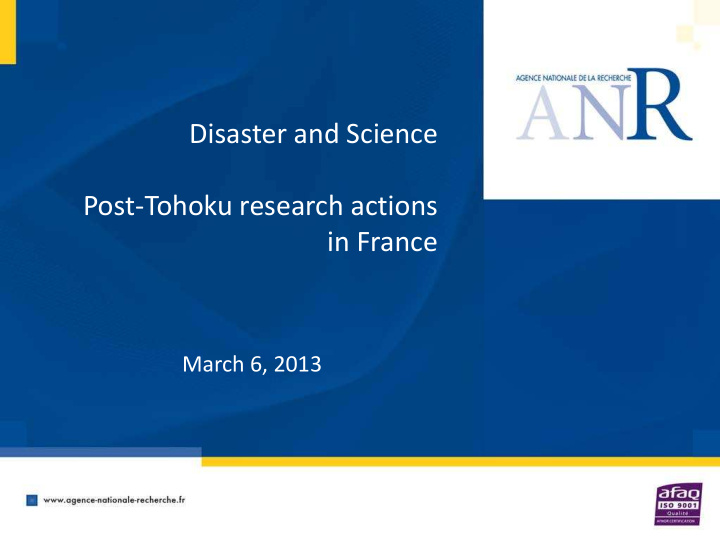 disaster and science post tohoku research actions in