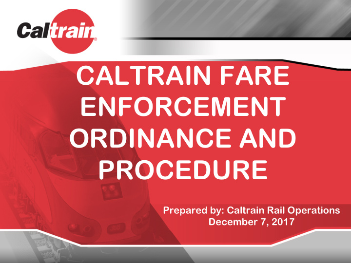caltrain fare enforcement ordinance and procedure