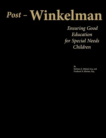Post  Winkelman  v  Ensuring Good  Education  for Special Needs  Children  By  Barbara E.