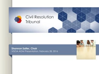 Shannon Salter, Chair  VISOA AGM Presentation, February 28, 2016  Introduction to the CRT