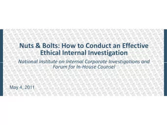 Nuts &amp; Bolts: How to Conduct an Effective  Ethical Internal Investigation  National Institute