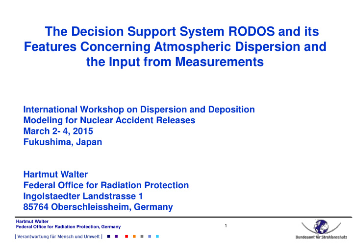 the decision support system rodos and its features