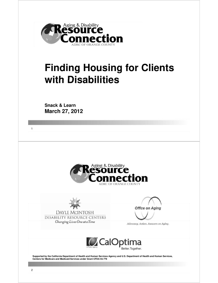 finding housing for clients with disabilities with