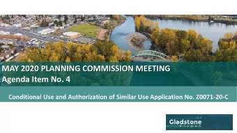 MAY 2020 PLANNING COMMISSION MEETING  Agenda Item No. 4  Conditional Use and Authorization of