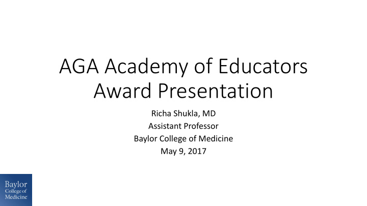 aga academy of educators award presentation