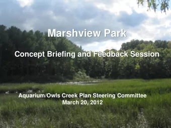 Marshview Park  Concept Briefing and Feedback Session  Aquarium/Owls Creek Plan Steering Committee