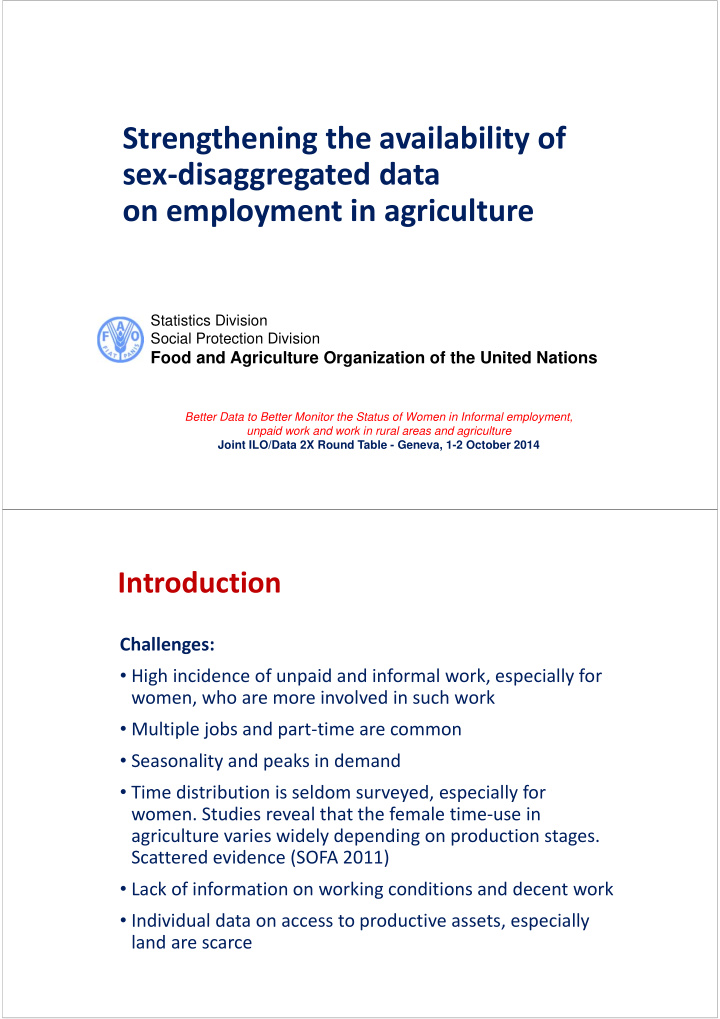 strengthening the availability of sex disaggregated data
