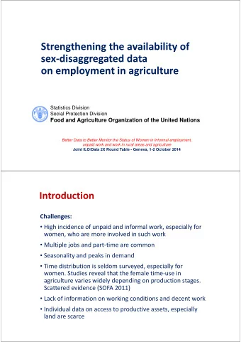 Strengthening the availability of sex  disaggregated data on employment in agriculture