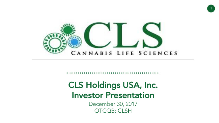 cls hold ldin ings usa inc inve vesto tor r presenta