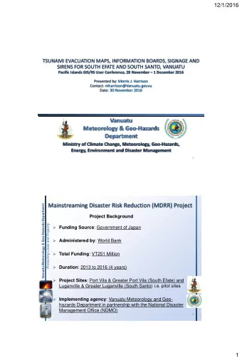 Vanuatu  Meteorology &amp; Geo-Hazards  Department  Ministry of Climate Change, Meteorology,