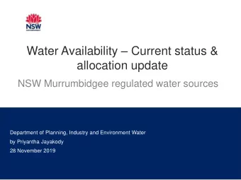 allocation update  NSW Murrumbidgee regulated water sources  Department of Planning, Industry and