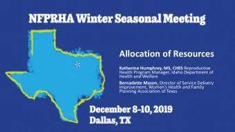 Allocation of Resources Katherine Humphrey, MS, CHES Reproductive  Health Program Manager, Idaho