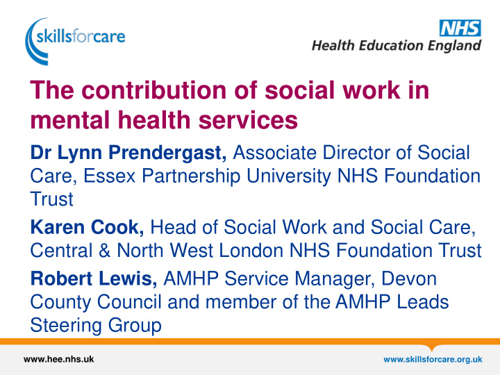 the contribution of social work in mental health services