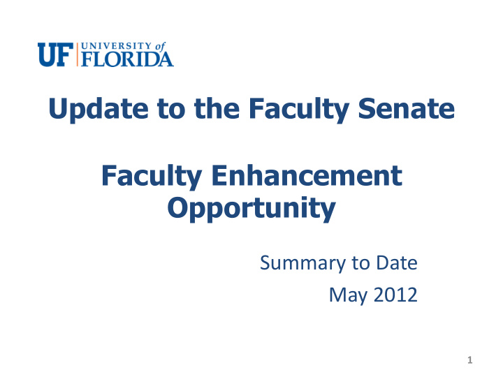 update to the faculty senate