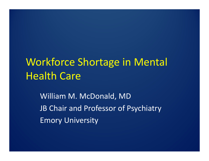 workforce shortage in mental health care
