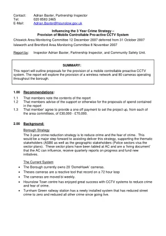 2.00   Background:  Borough Strategy  The 3-year crime reduction strategy is to reduce crime and