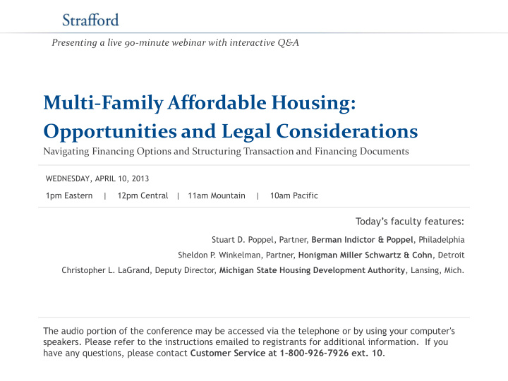 multi family affordable housing opportunities and legal