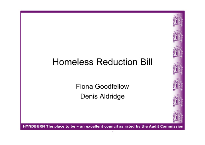 homeless reduction bill