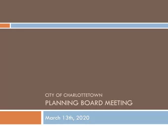 PLANNING BOARD MEETING  March 13th, 2020  Recommendations  Enacting a Short-term Rental