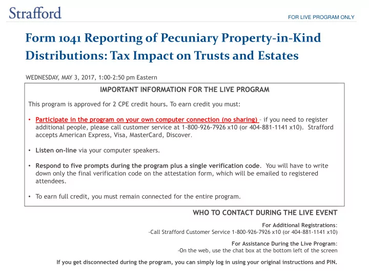 form 1041 reporting of pecuniary property in kind
