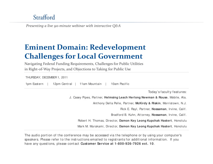 eminent domain redevelopment p challenges for local