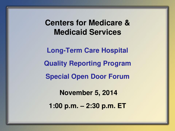 centers for medicare