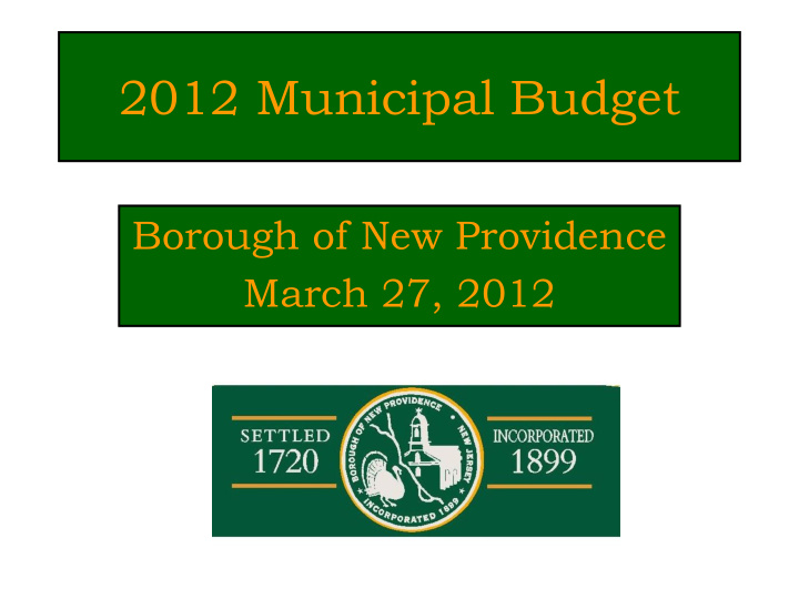 2012 municipal budget