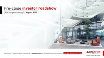 1  Redefine pre-close investor roadshow for the year ending 31 August 2020  Our conversation  2