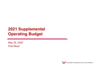 2021 Supplemental  Operating Budget  May 29, 2020  First Read  Impacts to Easterns Budget