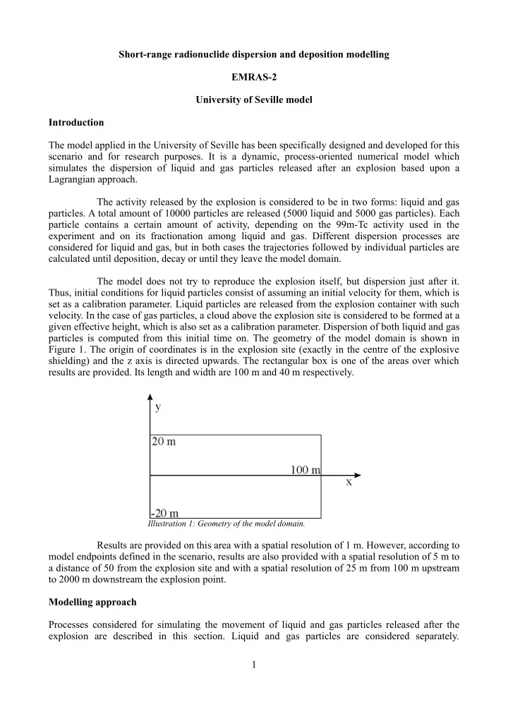 short range radionuclide dispersion and deposition