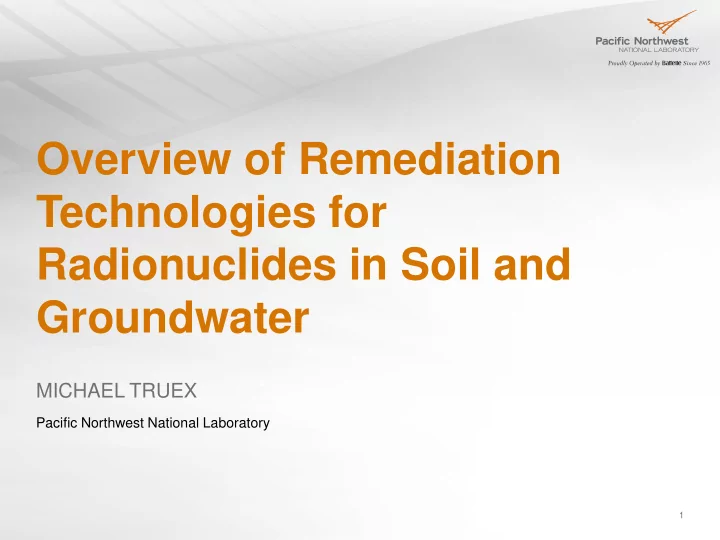 overview of remediation technologies for radionuclides in