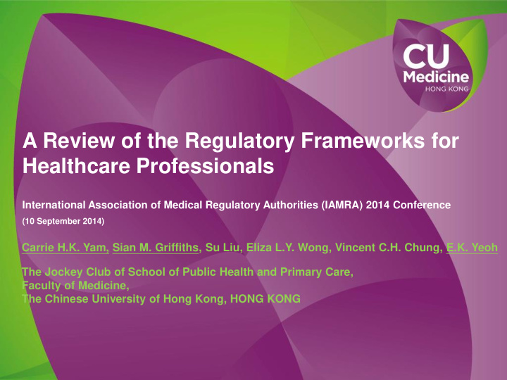 a review of the regulatory frameworks for healthcare