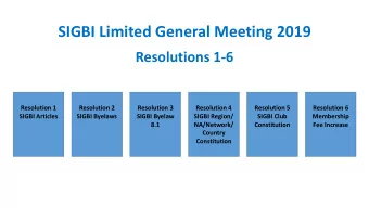 SIGBI Limited General Meeting 2019  Resolutions 1-6  Resolution 1  Resolution 2  Resolution 3