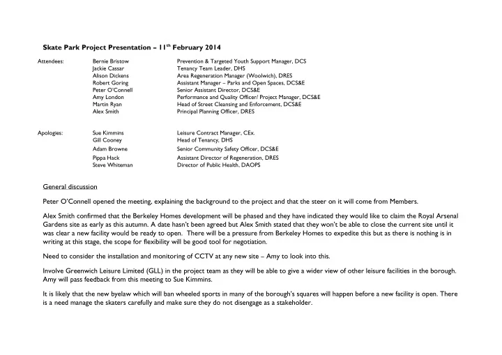 skate park project presentation 11 th february 2014
