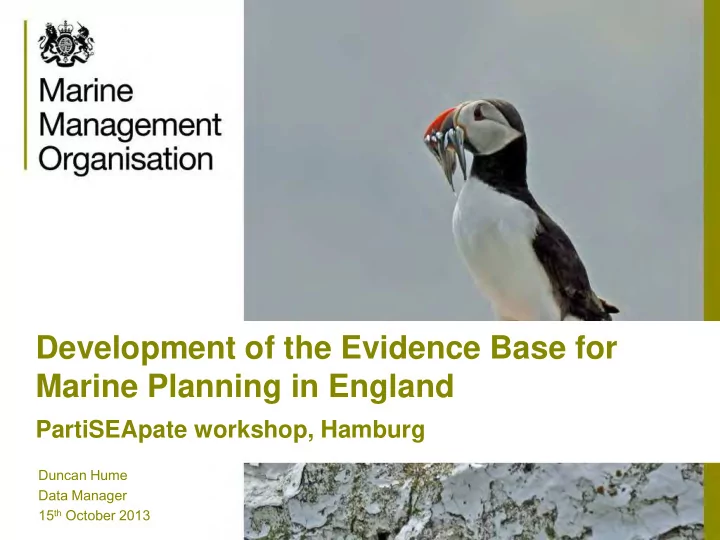 development of the evidence base for marine planning in