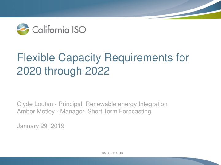 flexible capacity requirements for 2020 through 2022
