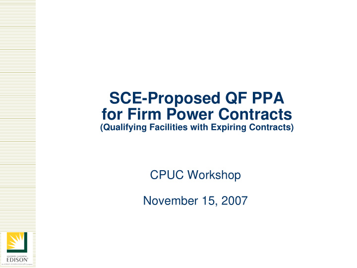 sce proposed qf ppa for firm power contracts