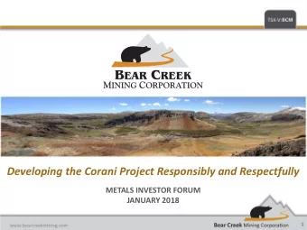 Developing the Corani Project Responsibly and Respectfully  METALS INVESTOR FORUM  JANUARY 2018  1