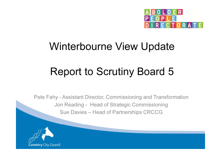 winterbourne view update report to scrutiny board 5