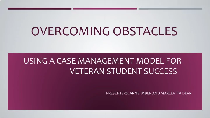 overcoming obstacles