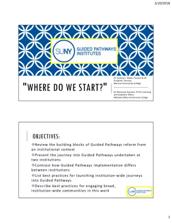 &quot;WHERE DO WE START?&quot;  Monroe Community College  _____________________________  Dr.