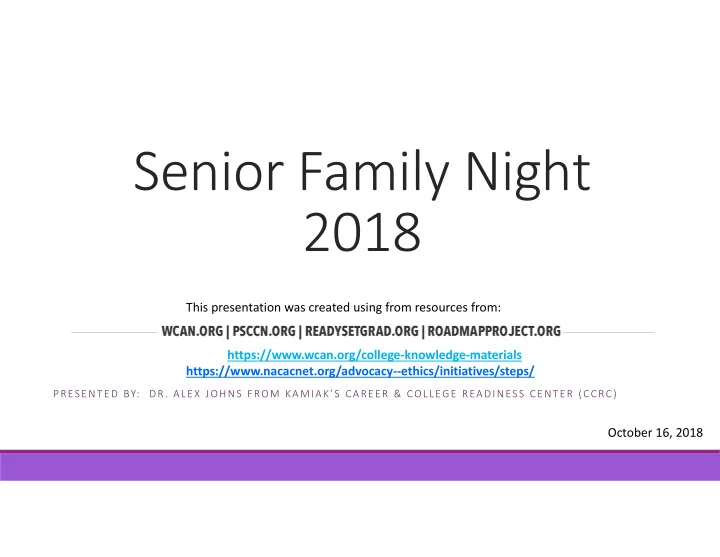senior family night 2018