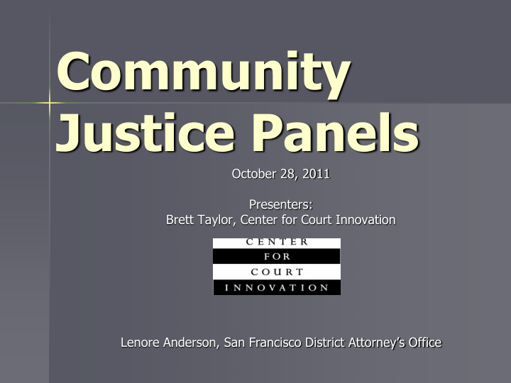community justice panels