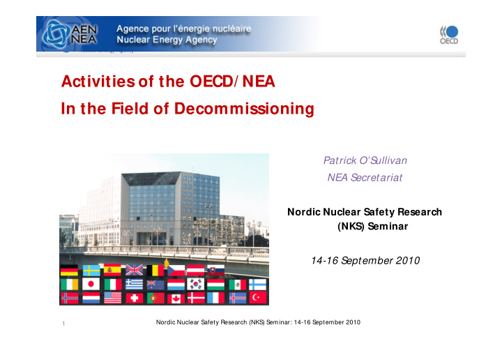 activities of the oecd nea in the field of decommissioning