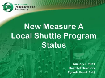 New Measure A  Local Shuttle Program  Status  January 3, 2019  Board of Directors  Agenda Item#13
