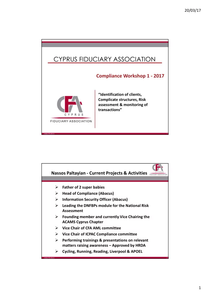 compliance workshop 1 2017